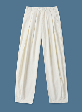 棉麻休闲裤秋季新款外贸女装休闲高腰线宽松褶皱微收口长裤18886