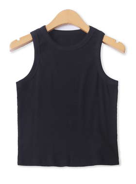 针织螺纹背心夏季新款外贸女装百搭糖果色修身短款无袖上衣18406