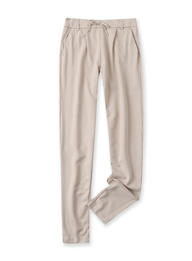 高腰休闲裤春秋季新款外贸女装百搭糖果色松紧系带显瘦长裤14541