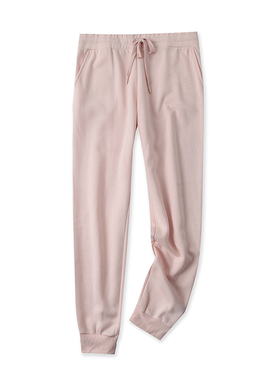 卫裤春秋新款外贸女装百搭休闲松紧高腰显瘦薄绒束口运动裤14014