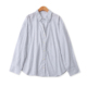 春季 新款 外贸女装 棉麻条纹衬衫 百搭单排扣宽松长袖 翻领上衣19225