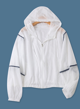 糖果色防晒衣夏新款外贸女装户外宽松长袖连帽轻薄拉链外套17053