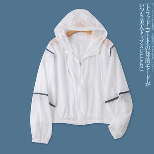 糖果色防晒衣夏新款 连帽轻薄拉链外套17053 外贸女装 户外宽松长袖