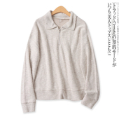 新款 外贸女装 大码 针织卫衣秋季 休闲宽松长袖 翻领半拉链上衣17339