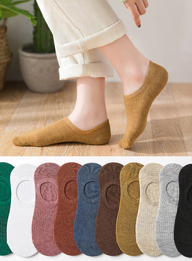 隐形船袜 夏季新款外贸女式日系糖果色硅胶防滑弹力浅口短袜9256