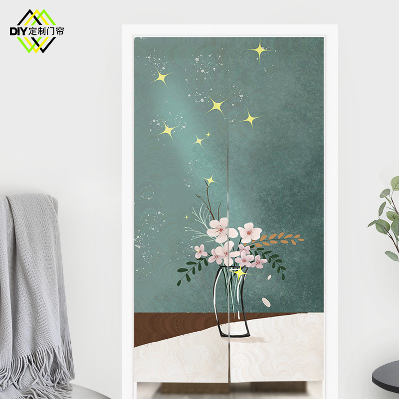 韩式田园花卉绿植小清新鲜花店布艺门帘家用卧室客厅装饰隔断帘子