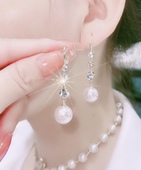 情定三生珠珠吊坠耳环2025年新款 潮抖音热门耳饰气质百搭珍珠耳坠