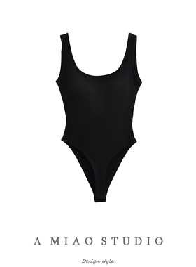 设计感性感辣妹心机U型大露背含胸垫连体衣女夏季连体吊带打底衫