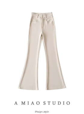 韩系千金风 高腰弹力修身显瘦大长腿微喇裤百搭提臀西装拖地长裤