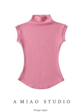 欧美风纯欲风半高领蚂蚁腰修身显瘦背心夏季新款女辣妹短款上衣女