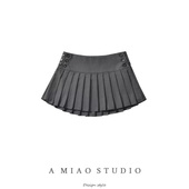 美式 复古辣妹可调节低腰开叉百褶裙性感a字迷你短裙无内衬半身裙