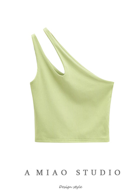 欧美风设计感个性斜肩镂空背心夏季新款女短款露脐单件外穿吊带女