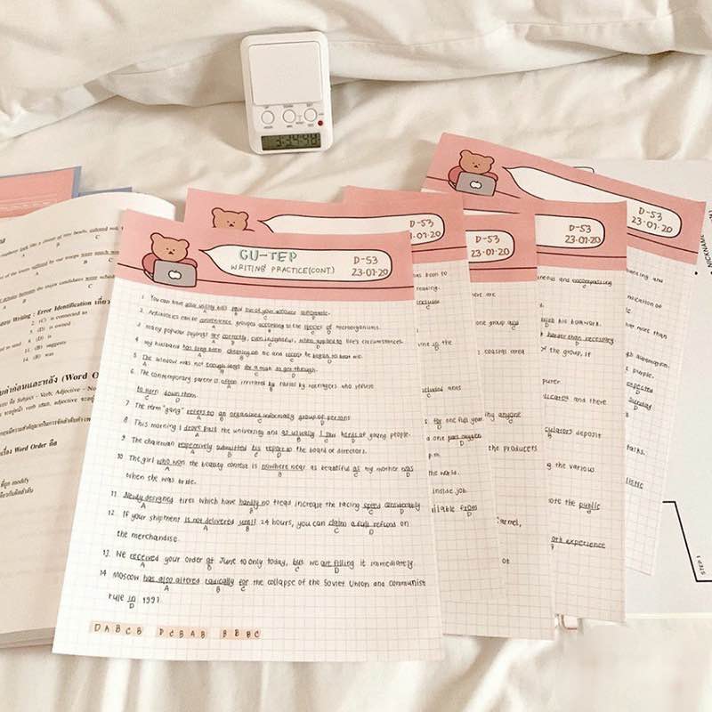 自制小熊康奈尔粉色背单词笔记