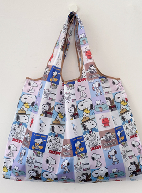 可爱史努比卡通环保袋结实大容量单肩包购物袋可折叠收纳袋加大号