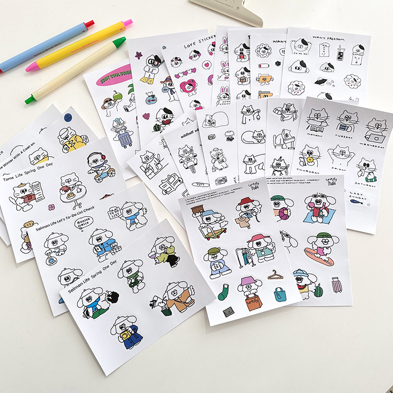 自制简笔画卡通贴纸20张