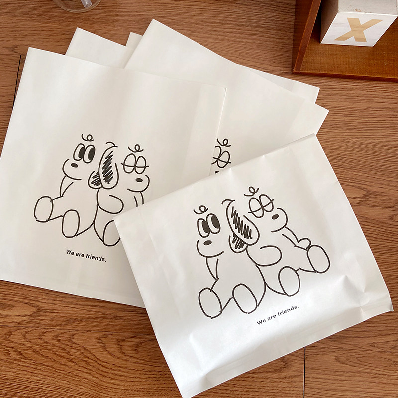 ins风韩国网红好朋友狗狗卡通牛皮纸袋礼物袋杂物袜子收纳袋大号