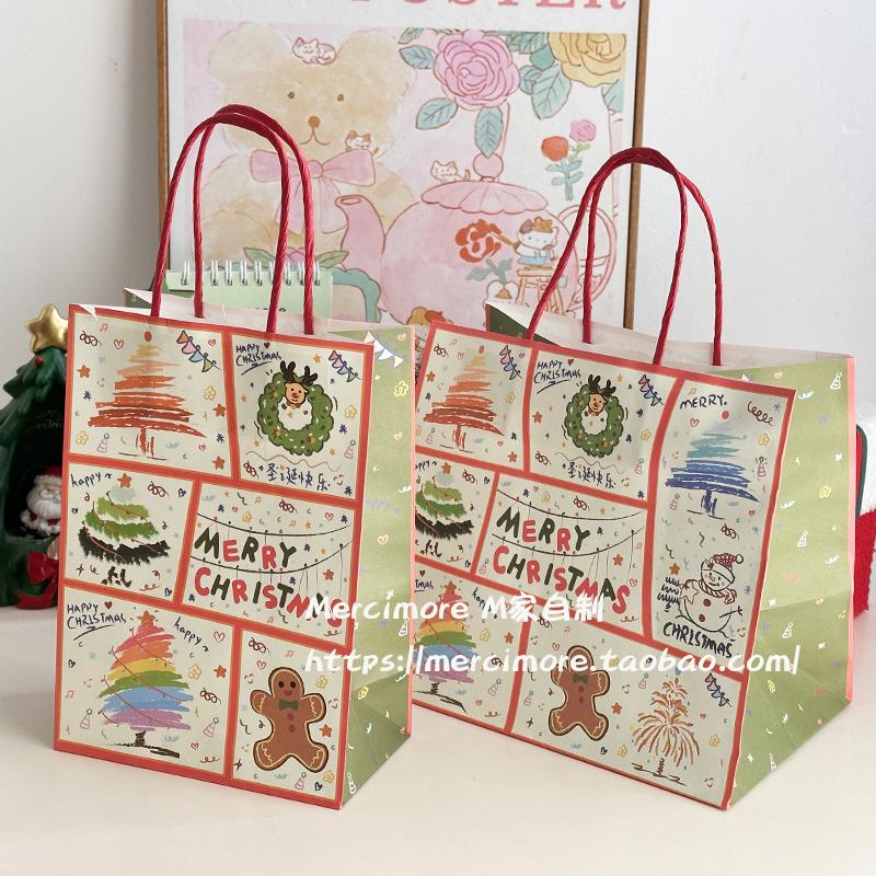 ins风圣诞礼品袋圣诞树手提袋