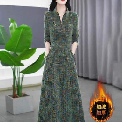 连衣裙2025新款女秋冬十三行爆款高档品牌气质妈妈长袖打底配大衣