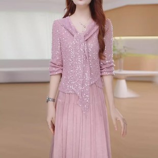 连衣裙2026新款女春秋十三行今年流行爆款高档长袖高级感两件套装