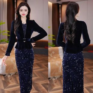 连衣裙2025新款今年流行爆款冬季收腰显瘦洋气减龄轻奢女人味打底