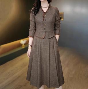 广州十三行女装爆款连衣裙2025秋季新款气质国风显瘦妈妈短袖裙子