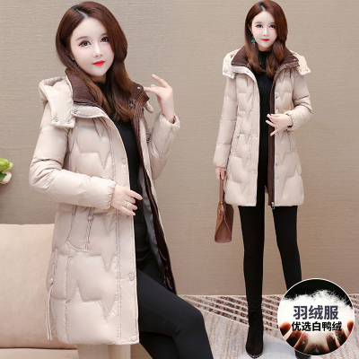中长款绗缝修身国产羽绒服女款2025冬新款小个子妈妈时尚减龄外套