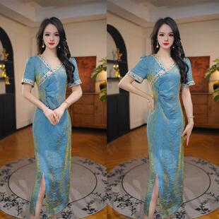 连衣裙2026新款今年流行爆款夏季蕾丝拼接旗袍气质高端不挑人女装