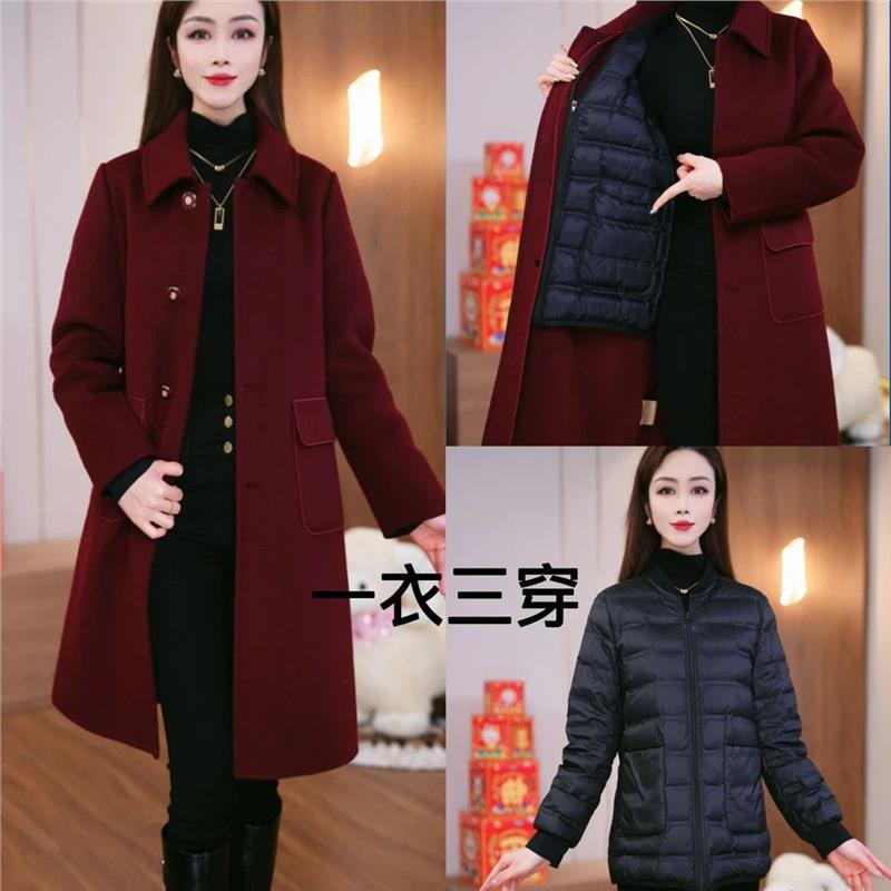 2025新款今年流行爆款冬季羽绒羊毛大衣中老年显瘦女装外套妈妈装