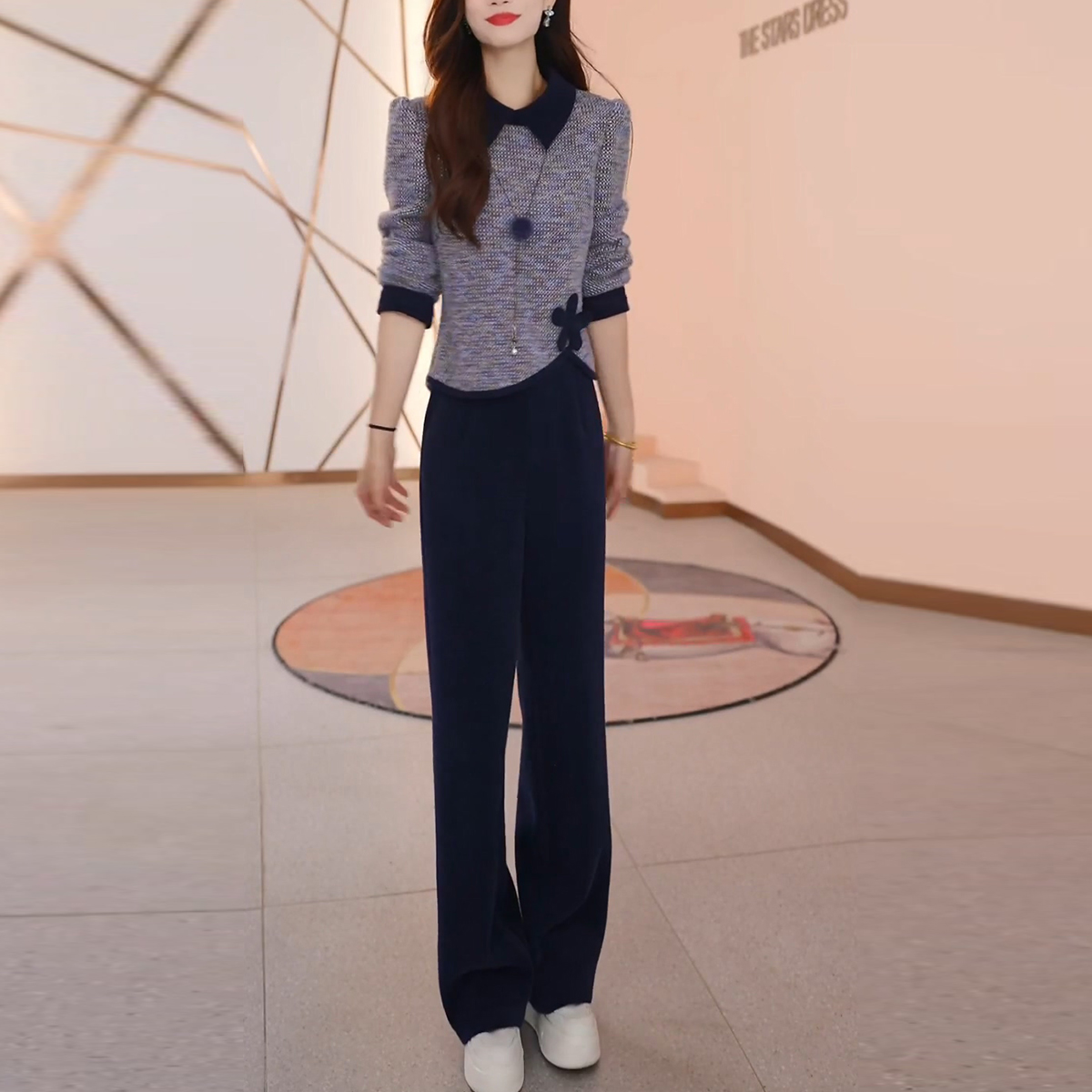 秋冬时尚套装2025年新款减龄上衣休闲裤两件套大方得体穿搭一整套