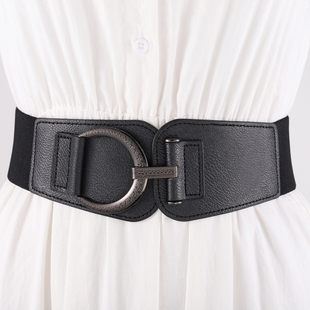 黑色弹力皮带腰封 饰百搭复古时尚 松紧腰带女大码 配裙子大衣收腰装