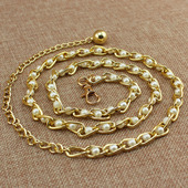 百搭香槟色珍珠细腰链条 时尚 腰链女士装 饰皮带裙子细腰带甜美韩版