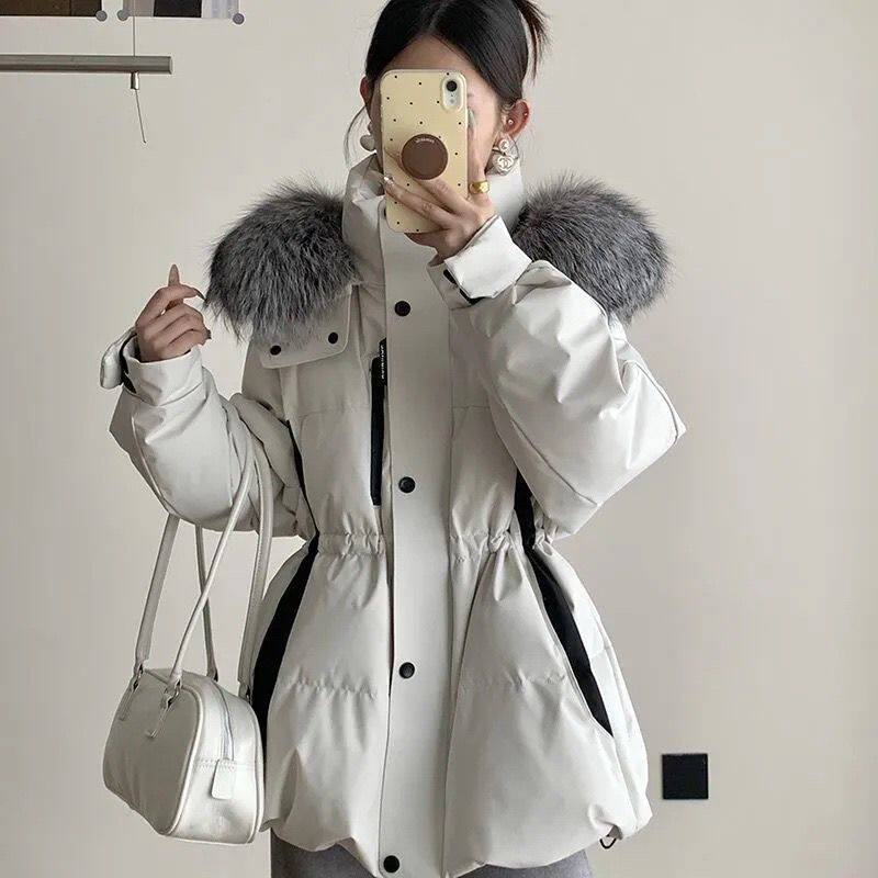 大毛领羽绒棉服女冬季新