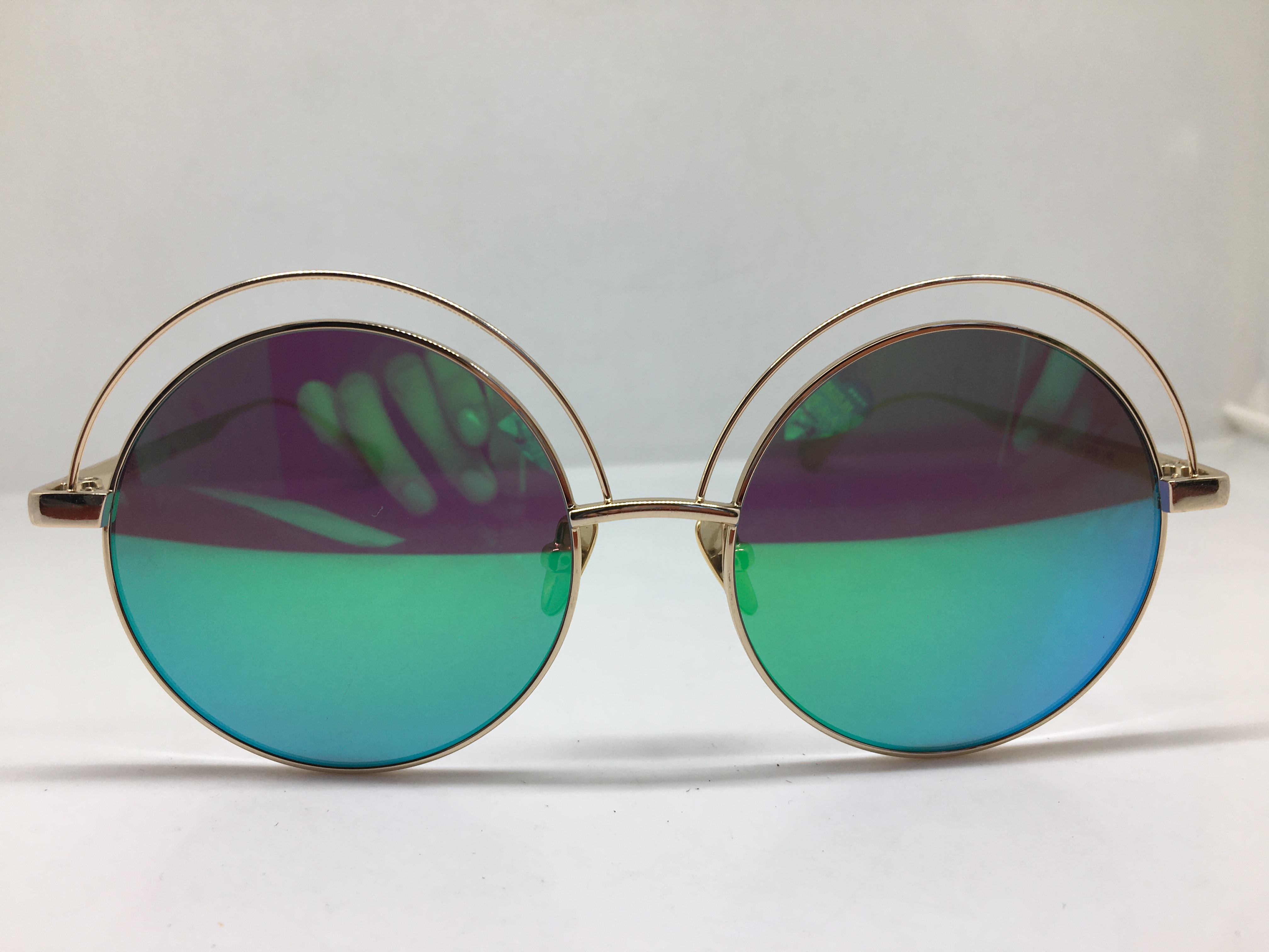 EJE Optico Sistema J2085/S手工金色圆框太阳镜个性墨镜