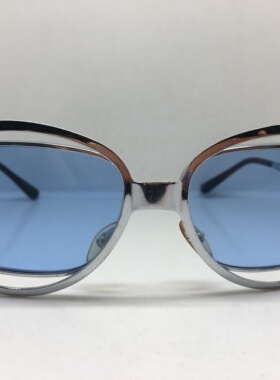 中古六十年代意大利银色合金双框墨镜男女通用墨镜