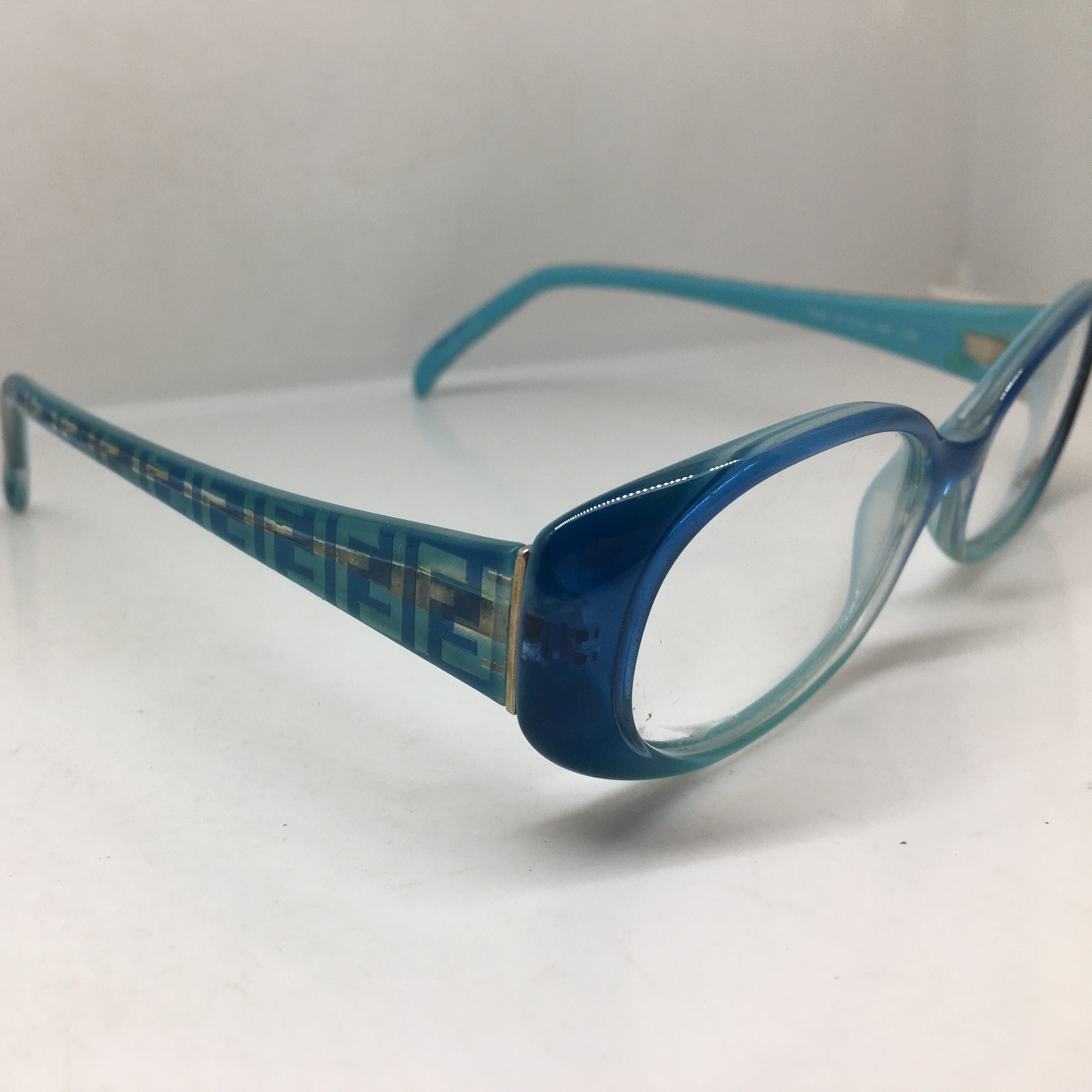 中古 F935湖蓝色板材小框近视眼镜架女镜框意大利产