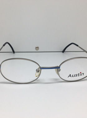 AUSTIN A1003银色蓝色合金小椭圆框眼镜架男女通用眼镜框架意大利