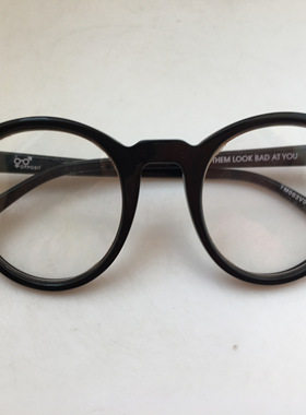 opposit Let them look bad at you 黑色个性圆框眼镜平面镜潮