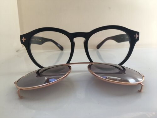 VULK  EYEWEAR VASNA 黑色手工板材圆框太阳镜复古夹片墨镜套镜