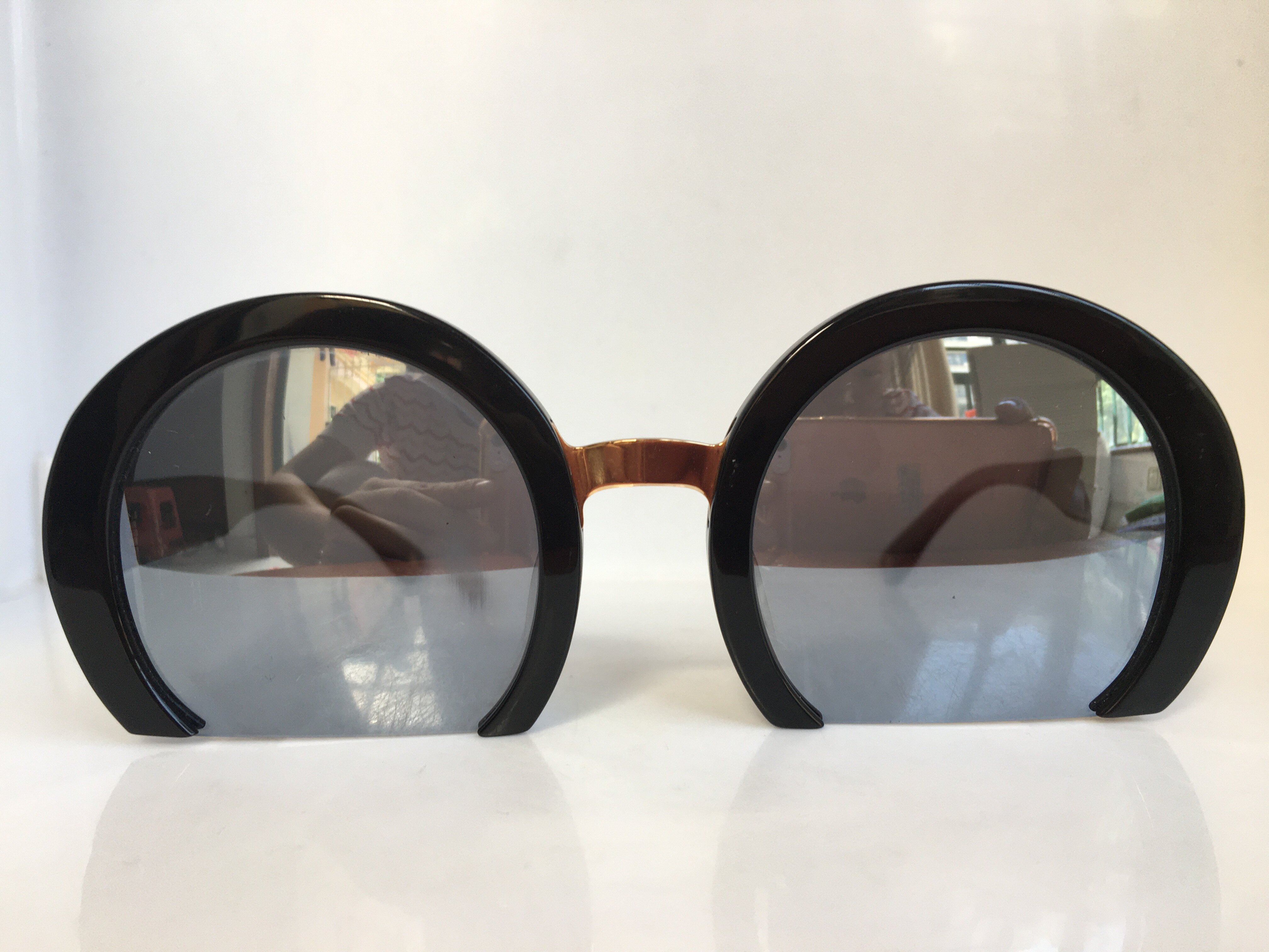 RANUS RS2861黑色圆框上半圆个性太阳镜墨镜