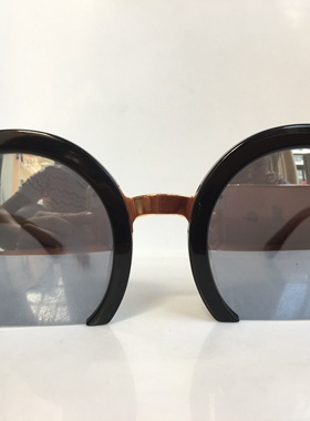 RANUS RS2861黑色圆框上半圆个性太阳镜墨镜