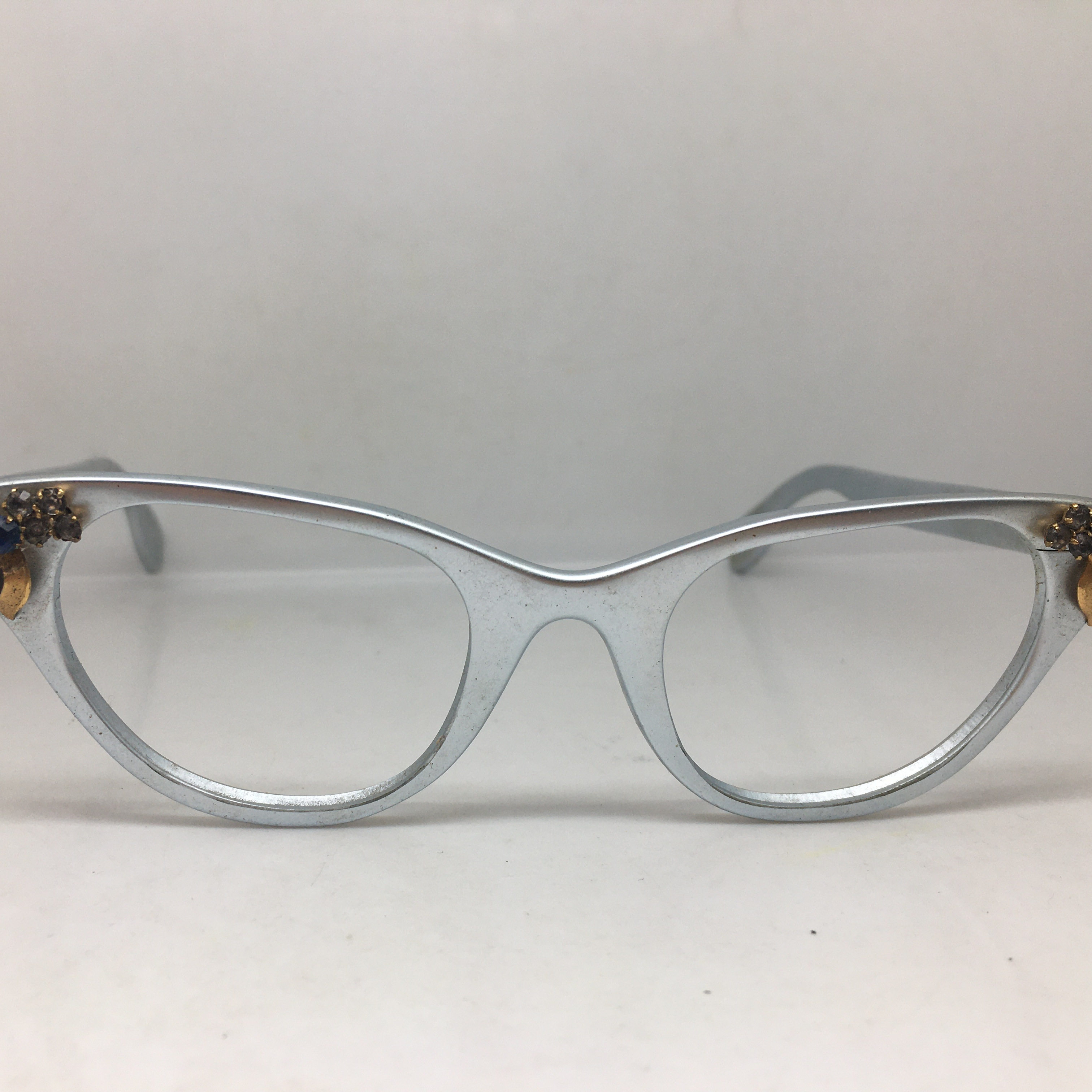 中古 Tura 五十年代末 女 铝猫眼 镶钻眼镜架 美国