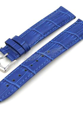 优质 香港TimeKing表带 鳄鱼皮纹 20mm TK真皮表带 蓝色 双面真皮