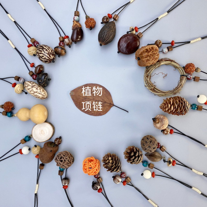 复古民族风菩提子毛衣链长款森系文艺真花植物干果实饰品种子项链