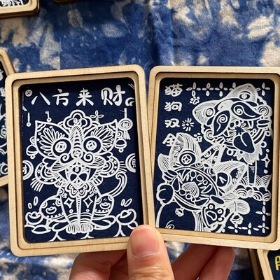 云南大理民族纯手工扎染冰箱贴瓦猫款冰箱贴个性创意复古冰箱贴