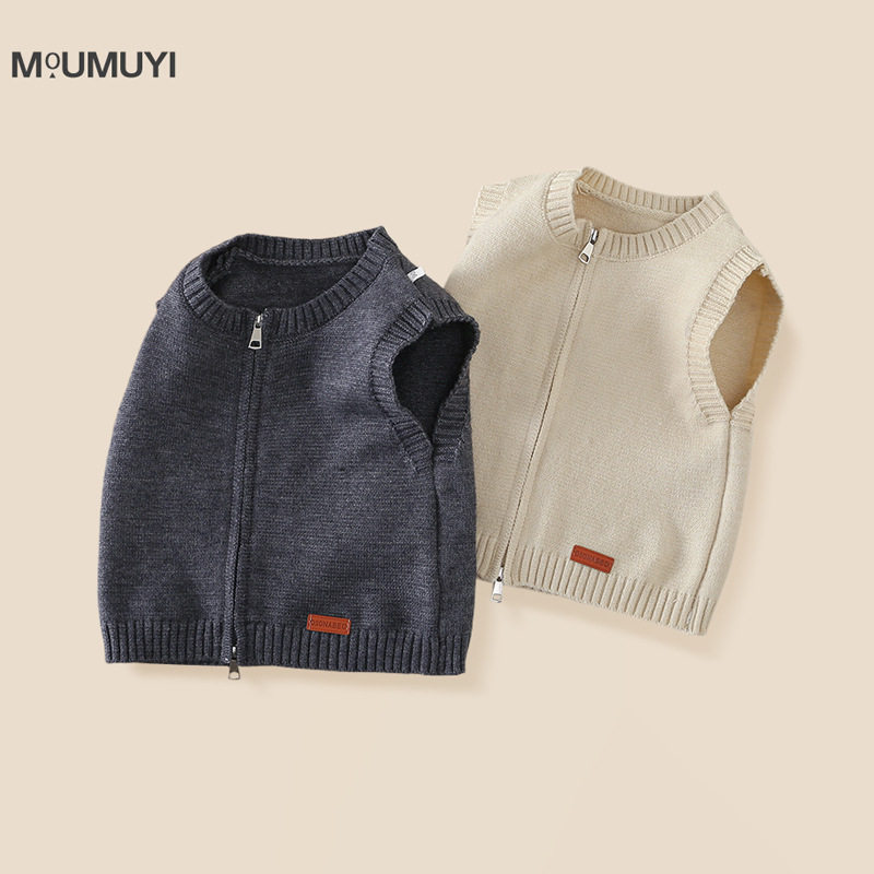 儿童马甲2026春装新款男女童韩版无袖纯色上衣软糯开衫毛衣背心潮