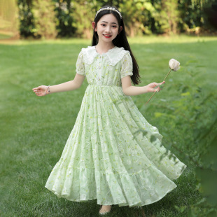 女童碎花连衣裙夏季儿童雪纺长裙夏天洋气小女孩沙滩裙子