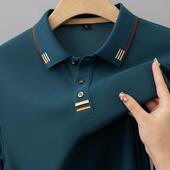 新款 男装 100%纯棉长袖 宽松中年上衣本命年红色polo衫 t恤春秋季