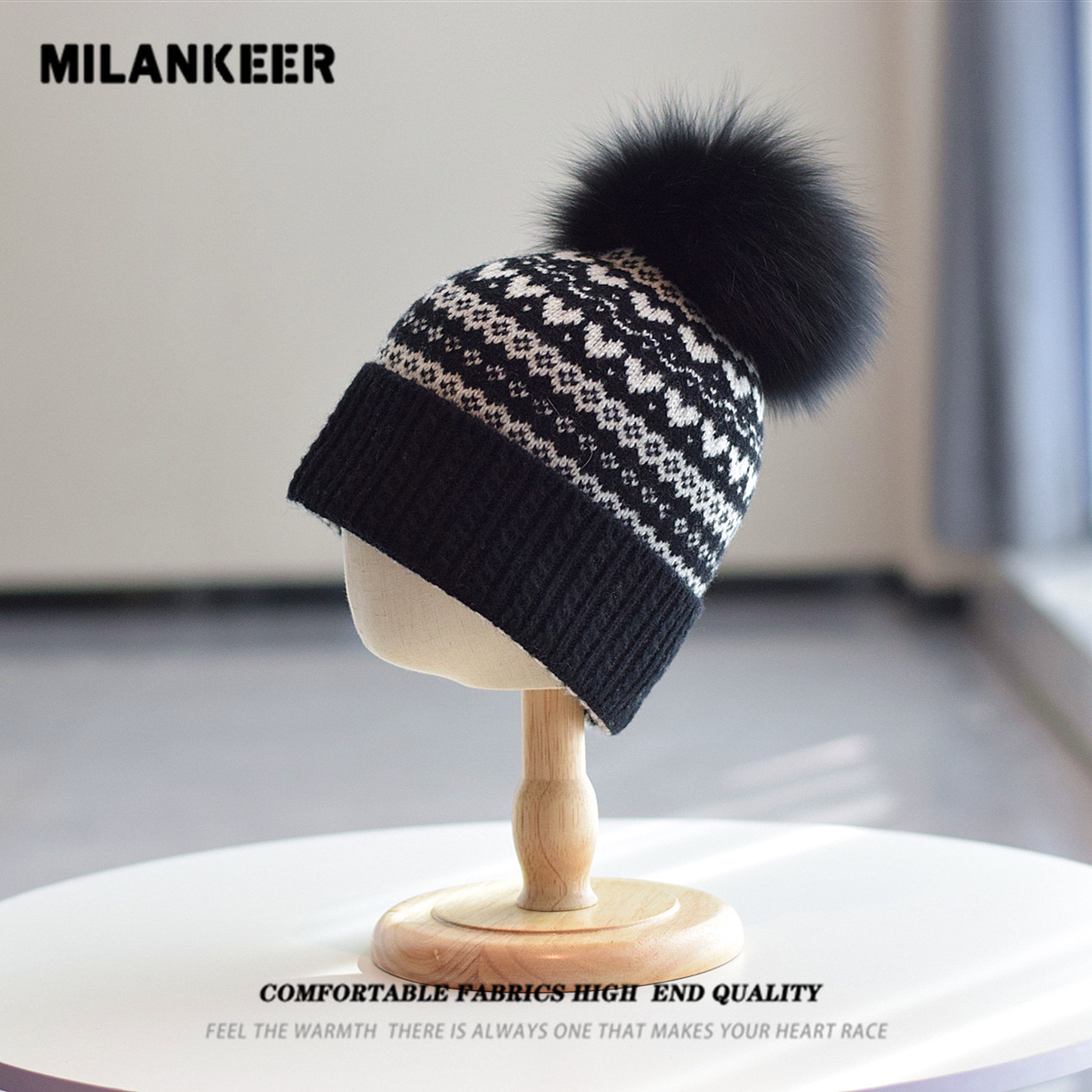 复古提花爱心毛线帽女冬季保暖针织帽狐狸毛球显脸小冷帽%100羊毛,服饰配件/皮带/帽子/围巾,帽子,淘宝优惠券,粉丝福利购,淘宝优惠卷