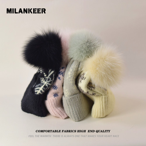 费尔岛风复古雪花针织毛线帽