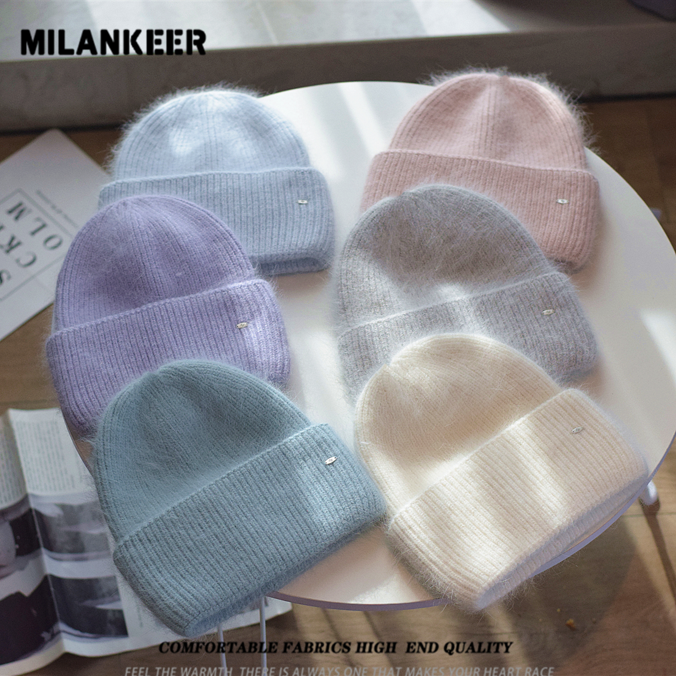 韩国兔绒毛针织帽冬季保暖